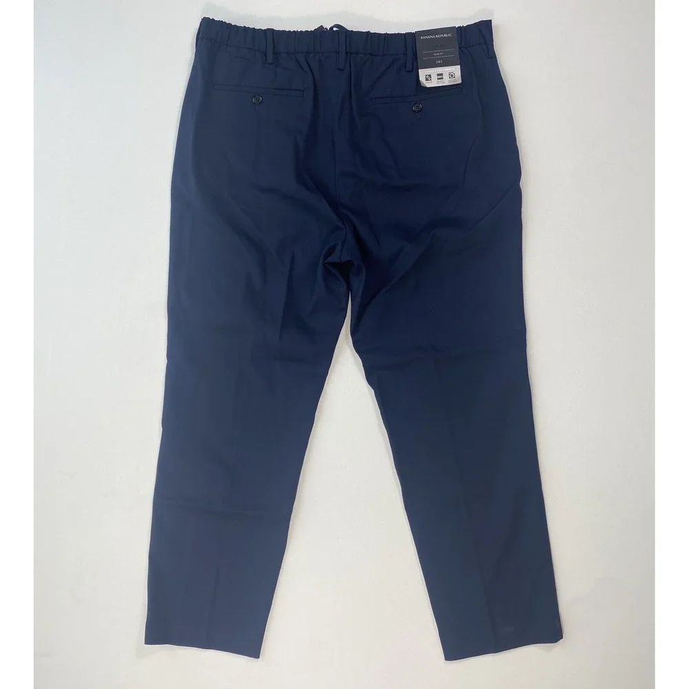 Banana Republic Men's Drawstring Pants NWT Size 38S (38x29) Navy Slim Casual